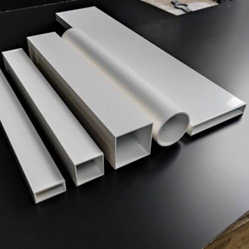 Witte aluminium profielen, witte opvulprofielen, witte aluminium kokers