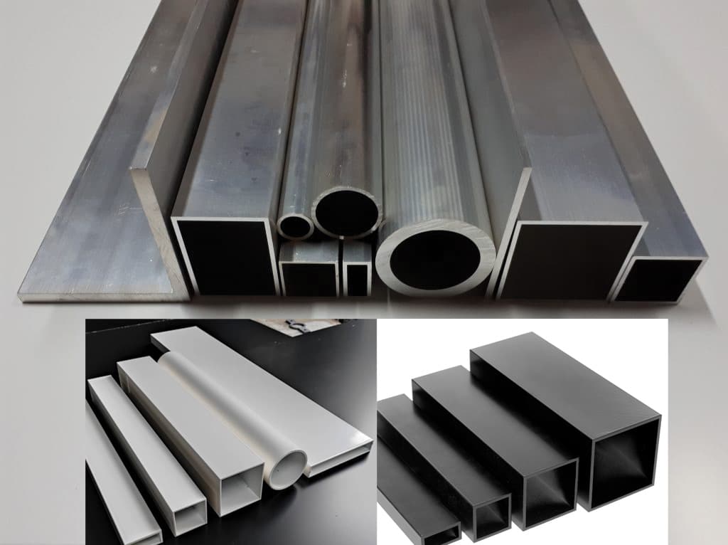 Aluminium profielen in Brut alu of Ral wit, zwart en grijs